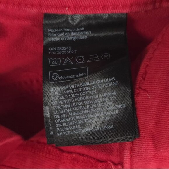 H&M Denim Cuffed Red Shorts Size 8 - Picture 8 of 8